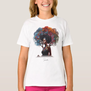 African-American Woman with Tree-Adorned Hair T-Shirt