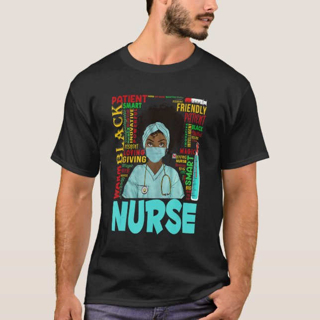 African American Women Black Nurse Black History M T-Shirt (Front)