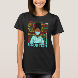 African American Women Black Scrub Tech Black Hist T-Shirt