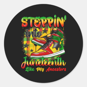 African American Women Men Kids Stepping Into June Classic Round Sticker