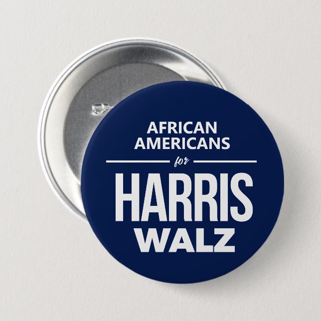 African Americans for Harris Walz 7.5 Cm Round Badge (Front & Back)