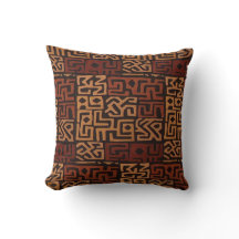 African Ancient Fabric Pattern Throw Pillow