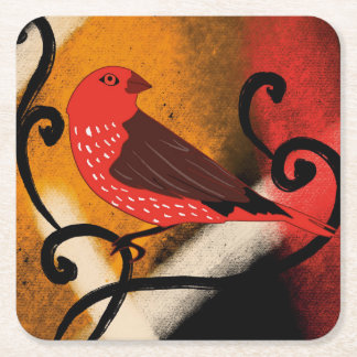African animal,Africa, animals,bird,red, Square Paper Coaster