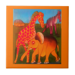 African Animal Art Print Ceramic Tile