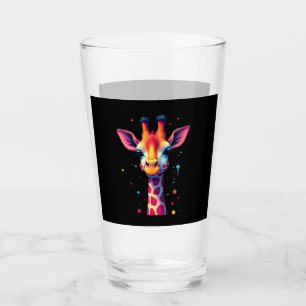 African animal art The colorful giraffe for funny Glass