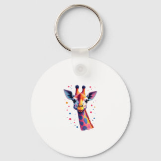 African animal art The colorful giraffe for funny  Key Ring