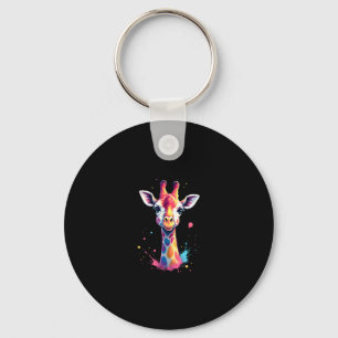 African animal art The colorful giraffe for funny  Key Ring