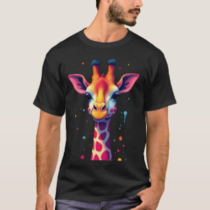 African animal art The colorful giraffe for funny  T-Shirt