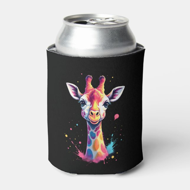 African animal art The colourful giraffe for funny Can Cooler (Can Front)