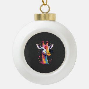African animal art The colourful giraffe for funny Ceramic Ball Christmas Ornament