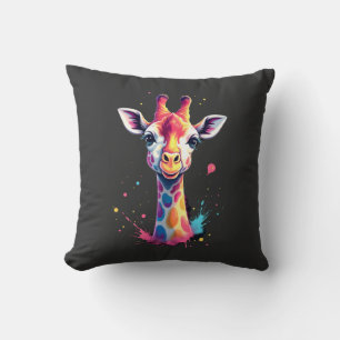 African animal art The colourful giraffe for funny Cushion