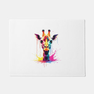 African animal art The colourful giraffe for funny Doormat