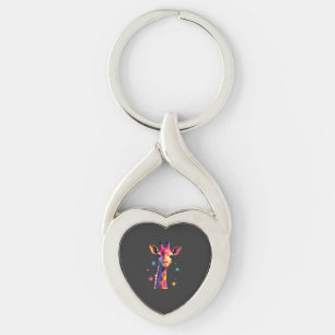 African animal art The colourful giraffe for funny Key Ring