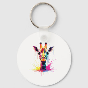 African animal art The colourful giraffe for funny Key Ring