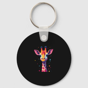African animal art The colourful giraffe for funny Key Ring