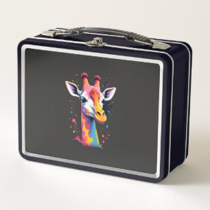 African animal art The colourful giraffe for funny Metal Lunch Box