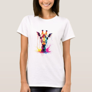 African animal art The colourful giraffe for funny T-Shirt
