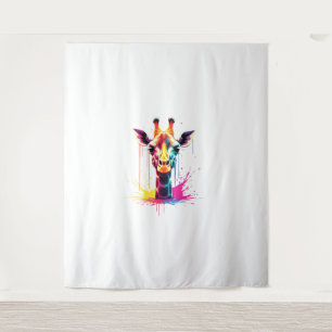 African animal art The colourful giraffe for funny Tapestry