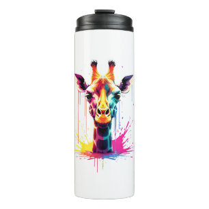 African animal art The colourful giraffe for funny Thermal Tumbler