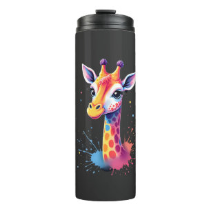 African animal art The colourful giraffe for funny Thermal Tumbler