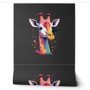 African animal art The colourful giraffe for funny Wallpaper
