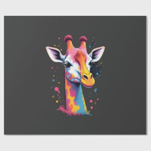 African animal art The colourful giraffe for funny Wrapping Paper