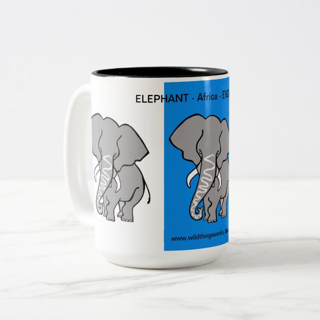 African animal - Cool  ELEPHANT - Wildlife -  Two-Tone Coffee Mug (Front Left)