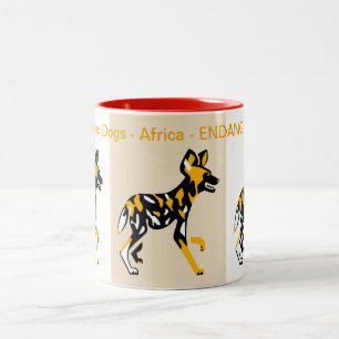 African animal - Painted dogs -Cape hunting dogs- Two-Tone Coffee Mug