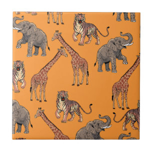 African Animal Pattern Ceramic Tile