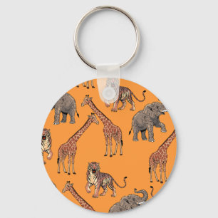 African Animal Pattern Key Ring