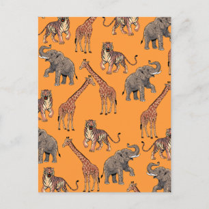 African Animal Pattern Postcard