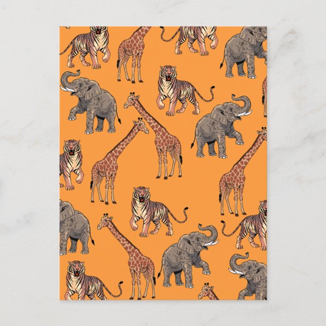 African Animal Pattern Postcard (Front)