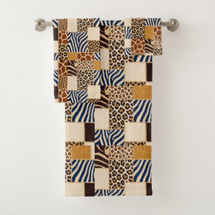 African Animal Print Patchwork Design Towel Set