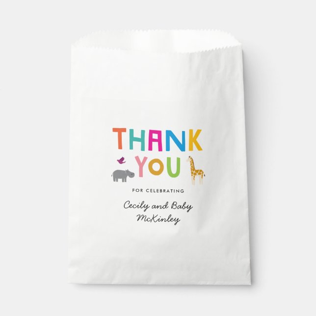 African Animal Safari Baby Shower Favour Favour Bag (Front)