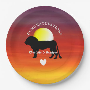 African Animal Safari Sunset Personalised Paper Plate