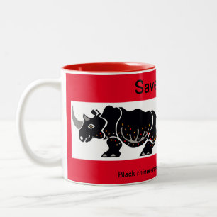  African animal - Save RHINOS - Wildlife -  Two-Tone Coffee Mug