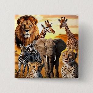 African animals 15 Cm Square Badge