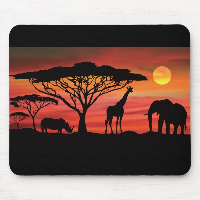 African-Animals-and-Sunset Mouse Pad (Front)