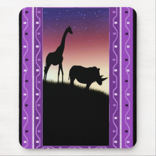 African animals at sunset mouse pad