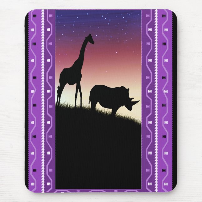 African animals at sunset mouse pad (Front)