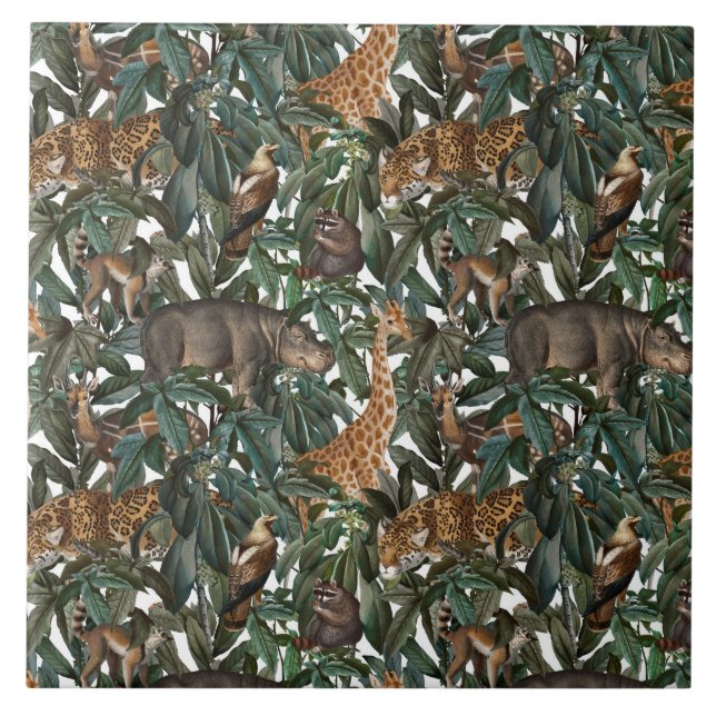 African animals Ceramic Tile (Front)