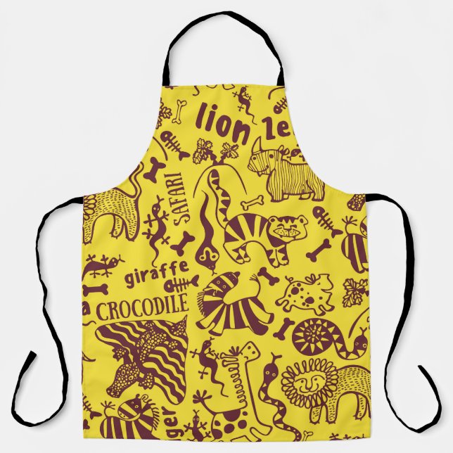 African Animals: Cultural Seamless Pattern. Apron (Front)
