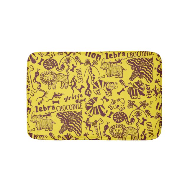 African Animals: Cultural Seamless Pattern. Bath Mat (Front)