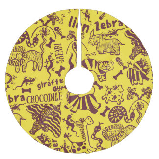 African Animals: Cultural Seamless Pattern. Brushed Polyester Tree Skirt