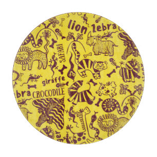 African Animals: Cultural Seamless Pattern. Cutting Board