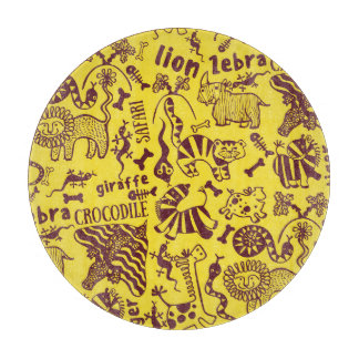 African Animals: Cultural Seamless Pattern. Cutting Board