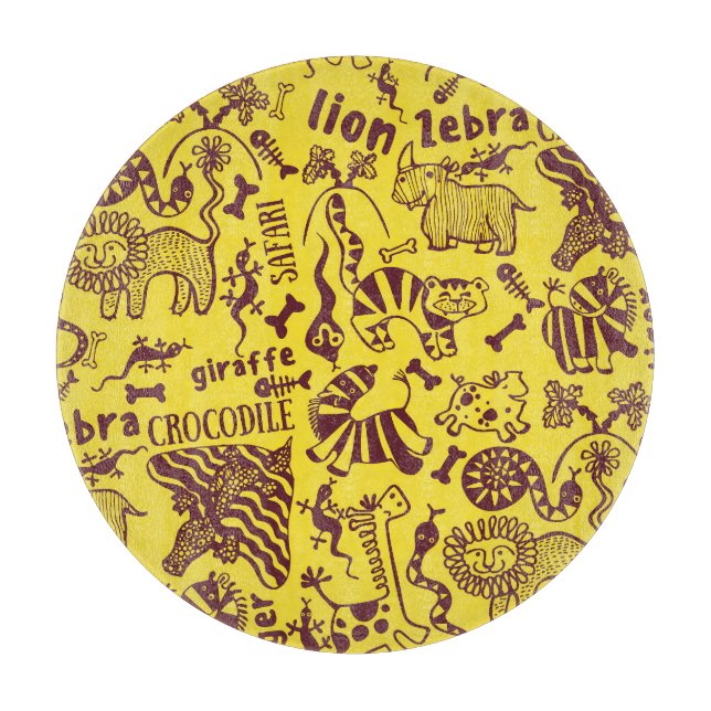 African Animals: Cultural Seamless Pattern. Cutting Board (Front)