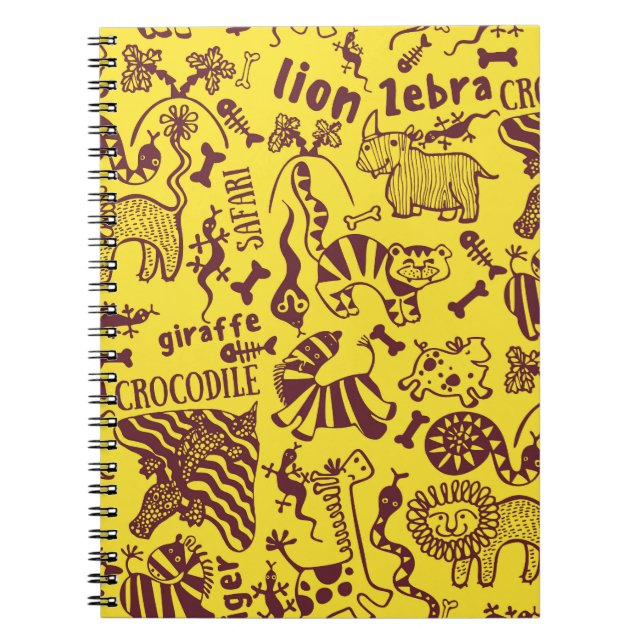 African Animals: Cultural Seamless Pattern. Notebook (Front)