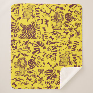 African Animals: Cultural Seamless Pattern. Sherpa Blanket