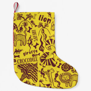 African Animals: Cultural Seamless Pattern. Small Christmas Stocking
